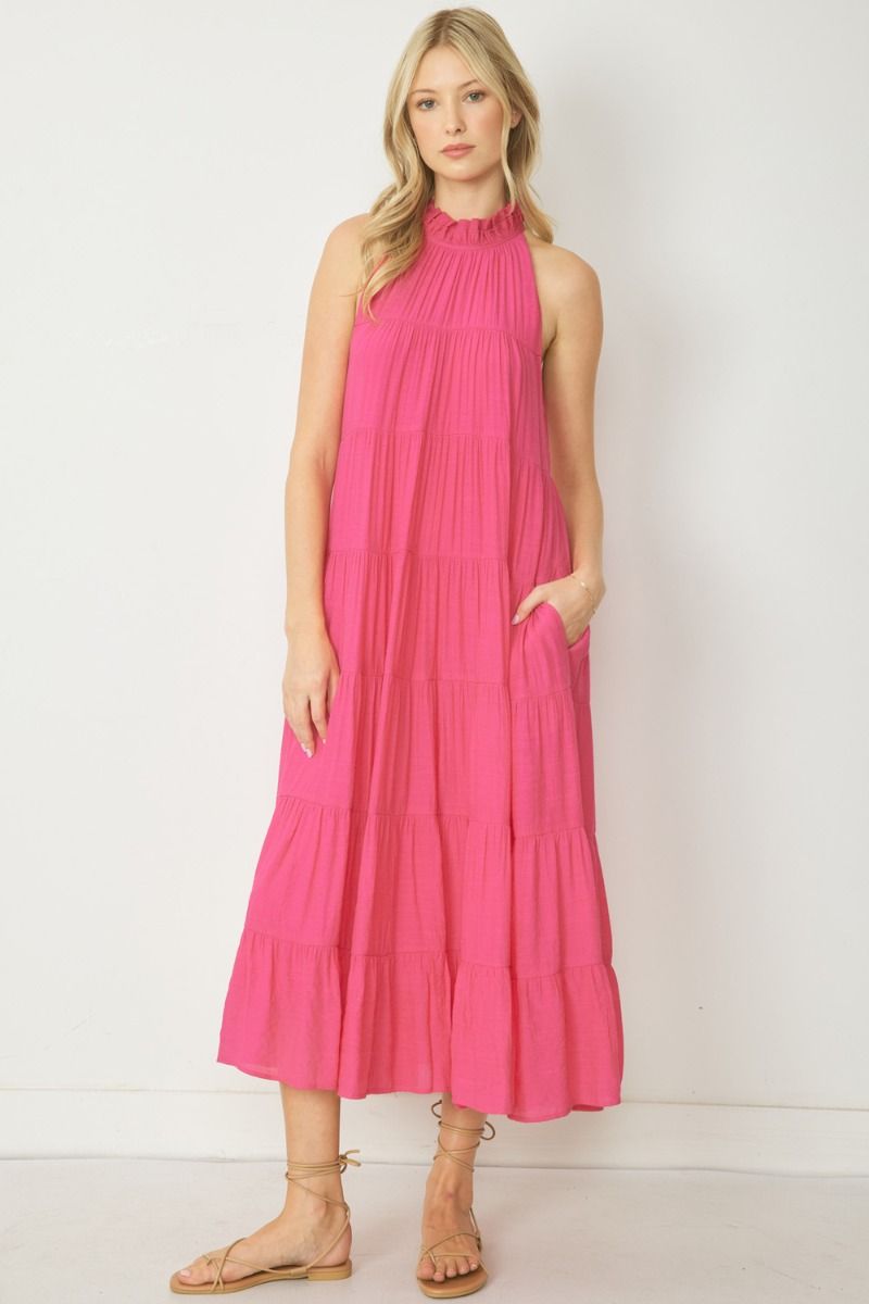 Chloe Maxi Dress Hot Pink THE LUCKY KNOT