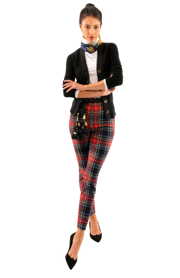 Full body view of the Gretchen Scott Pull On Pant - Duke Of York - Black/Multi
