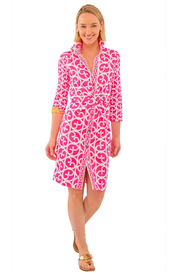 Full body view of the Gretchen Scott Twist And Shout Dress - Heavens Gate - Pink