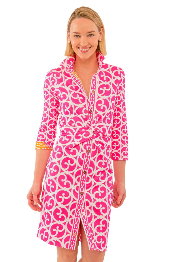 Front view of the Gretchen Scott Twist And Shout Dress - Heavens Gate - Pink