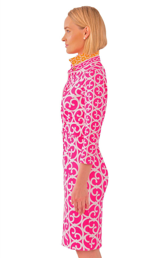 Side view of the Gretchen Scott Twist And Shout Dress - Heavens Gate - Pink