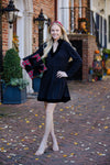 Front view of Sail to Sable Long Sleeve Fit and Flare Dress - Black