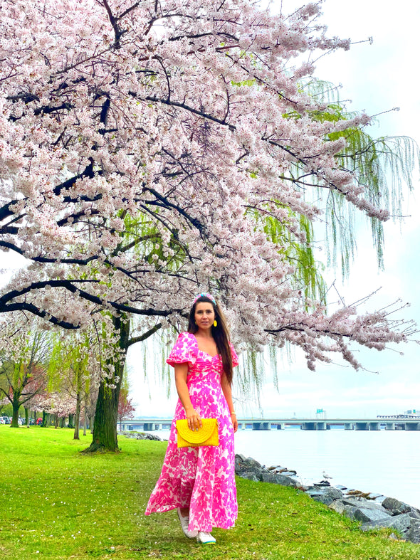Romance Maxi Dress - Pink/White