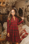 Full body view of Sail to Sable Highlands Dress - Red Plaid