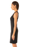 Side view of Gretchen Scott Isosceles Jersey Dress in Solid Black
