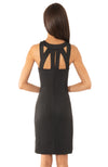 Back view of Gretchen Scott Isosceles Jersey Dress in Solid Black