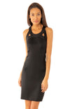 Front view of Gretchen Scott Isosceles Jersey Dress in Solid Black