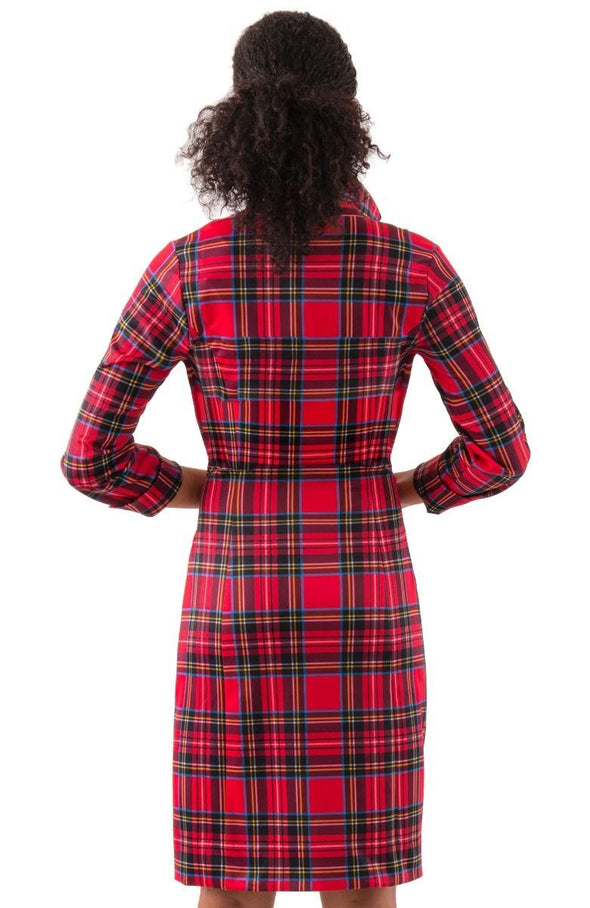 Back view of the Gretchen Scott Dapper Dress in Duke Of York Red/Multi