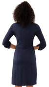 Back view of Gretchen Scott Dapper Dress in Solid Navy
