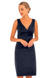 Front view of Gretchen Scott Harlot Dress in Solid Navy