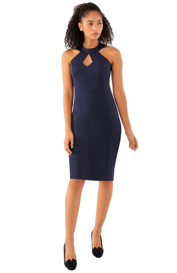Full body view of the Gretchen Scott Sublime Dress - Solid Navy