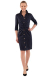 Full body view of the Gretchen Scott Twist And Shout Dress - Solid - Navy