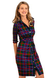 Front view of the Gretchen Scott Twist & Shout Dress - Balmoral Plaid