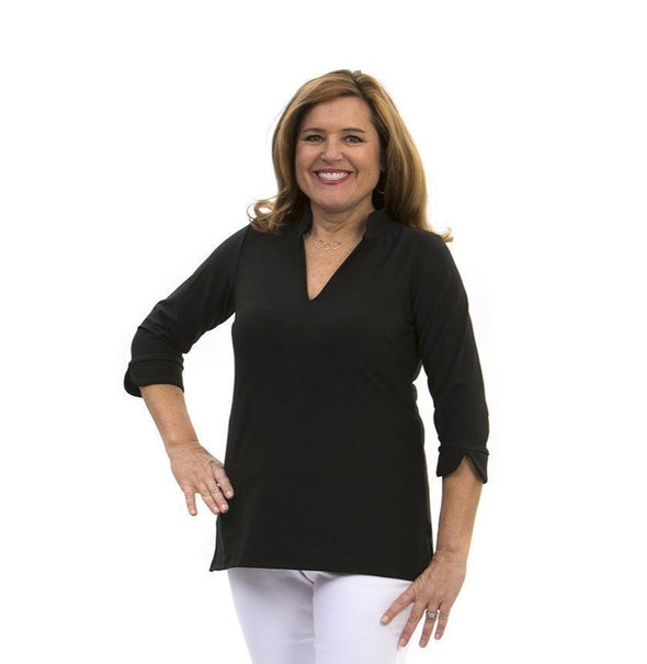 Front view of the Katherine Way Largo Tunic - Black