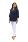 Full body view of the Katherine Way Largo Tunic - Navy