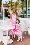Mother daughter pair in the J. Marie Maisie Ruffle Strap Midi Dress