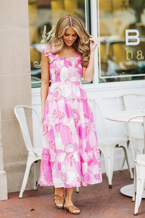 Full body J. Marie Maisie Ruffle Strap Midi Dress