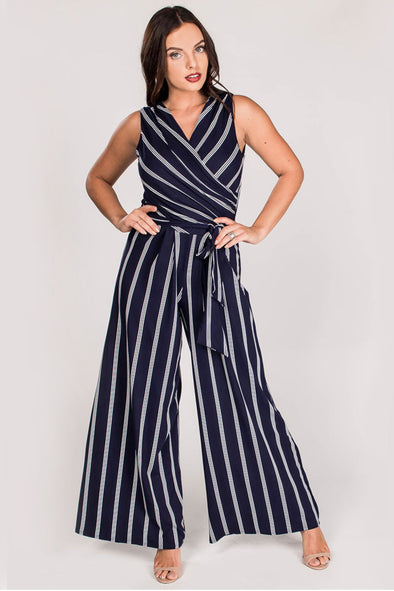 Last Tango Jumpsuit - Navy/White