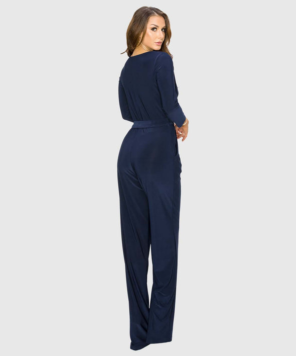 Last Tango 3/4 Sleeve Jumpsuit - Navy