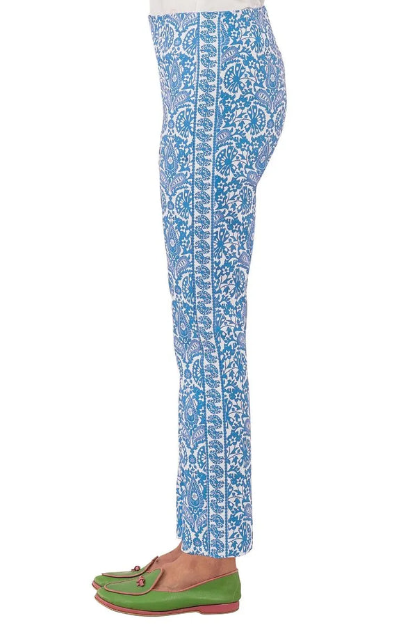 Side view of the Gretchen Scott Gripeless Pull on Pant - East India - Blues