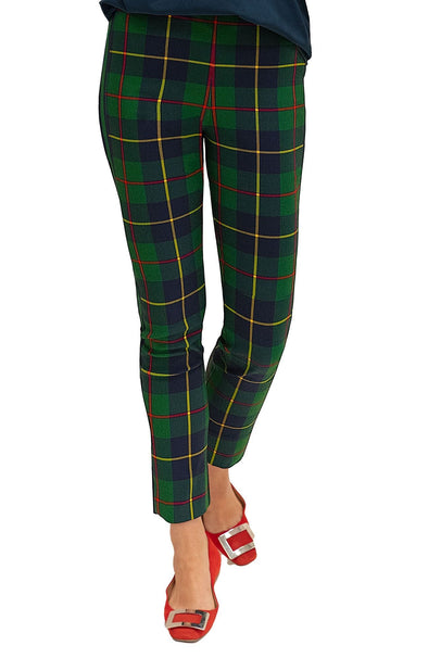 Front view of the Gretchen Scott Pull On Pant - Plaidly Cooper - Green Plaid