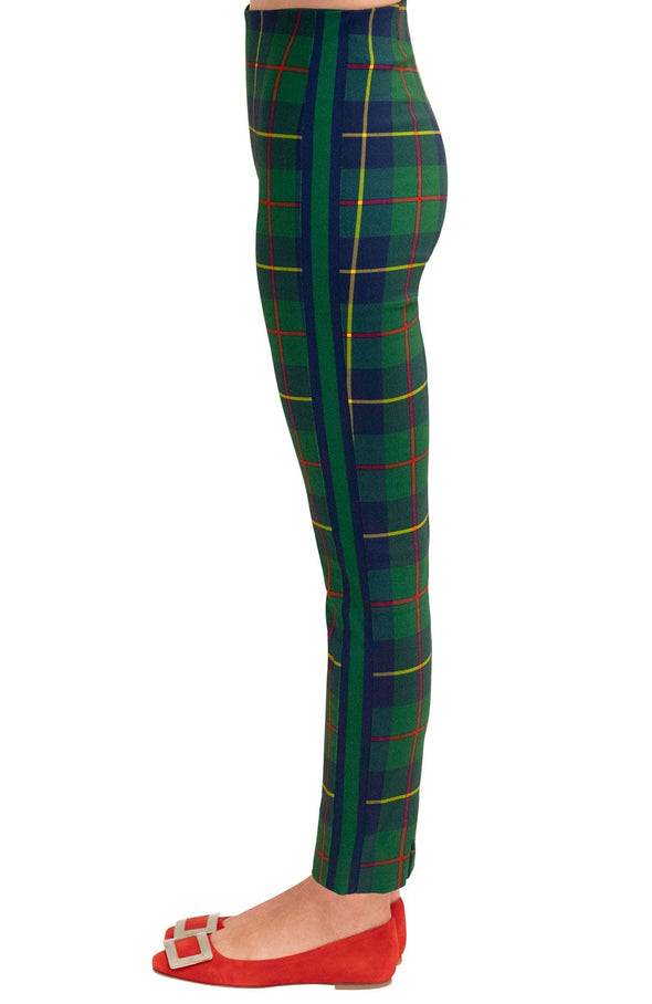 Side view of the Gretchen Scott Pull On Pant - Plaidly Cooper - Green Plaid