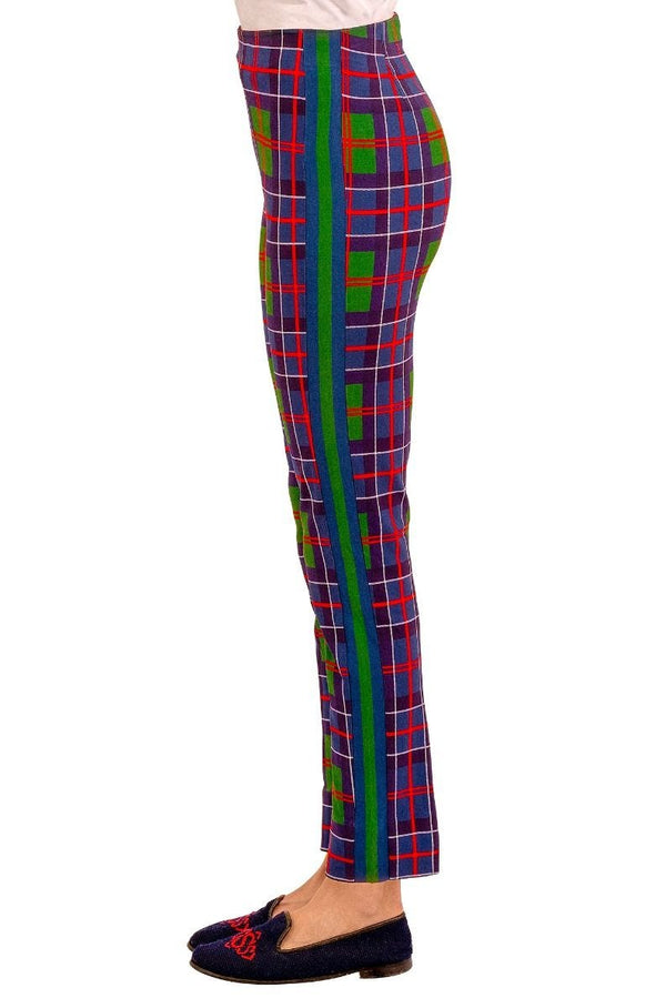 Side view of Gretchen Scott Gripe Less Pull On Pant - Balmoral Plaid - Multi