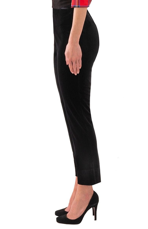 Side view of the Gretchen Scott Pull On Pant - Silky Velvet - Black