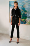 Full body view of the Gretchen Scott Pull On Pant - Silky Velvet - Black