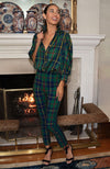 Full body view of the Gretchen Scott Juliette Blouse - Plaidly Cooper - Green Plaid