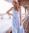 Full body view of the Hatley Sydney Midi Dress - Seersucker