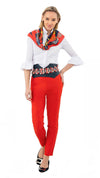 Full body view of the Gretchen Scott Priss Chiffon Blouse - White