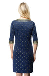Back view of Gretchen Scott Rocket Girl Dress in Navy/Gold