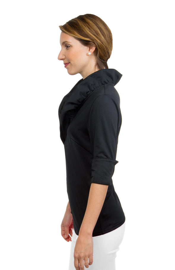 Gretchen Scott Ruff Neck Jersey Top - Solid Black by Gretchen Scott from THE LUCKY KNOT - 2