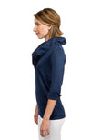Gretchen Scott Ruff Neck Jersey Top - Solid Navy bySide view of  Gretchen Scott from THE LUCKY KNOT - 2