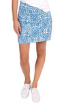 Front view of the Gretchen Scott Skippy Skort - East India - Blues