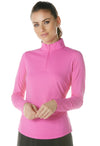 Front view of the IBKUL Long Sleeve Mock Neck Top - Hot Pink