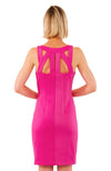 Back view of Gretchen Scott Isosceles Jersey Dress in Solid Pink