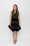 Full body view of the Sail to Sable Charlotte Velvet Tiered Dress - Black