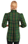 Back view of the Gretchen Scott Juliette Blouse - Plaidly Cooper - Green Plaid