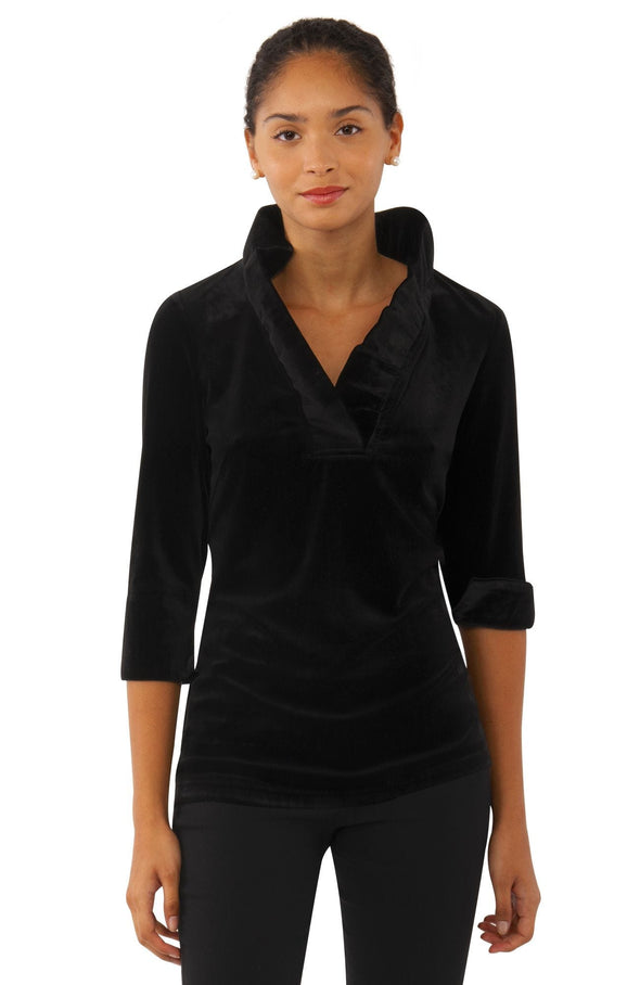 Gretchen Scott Ruff Neck Top - Silky Velvet - Black