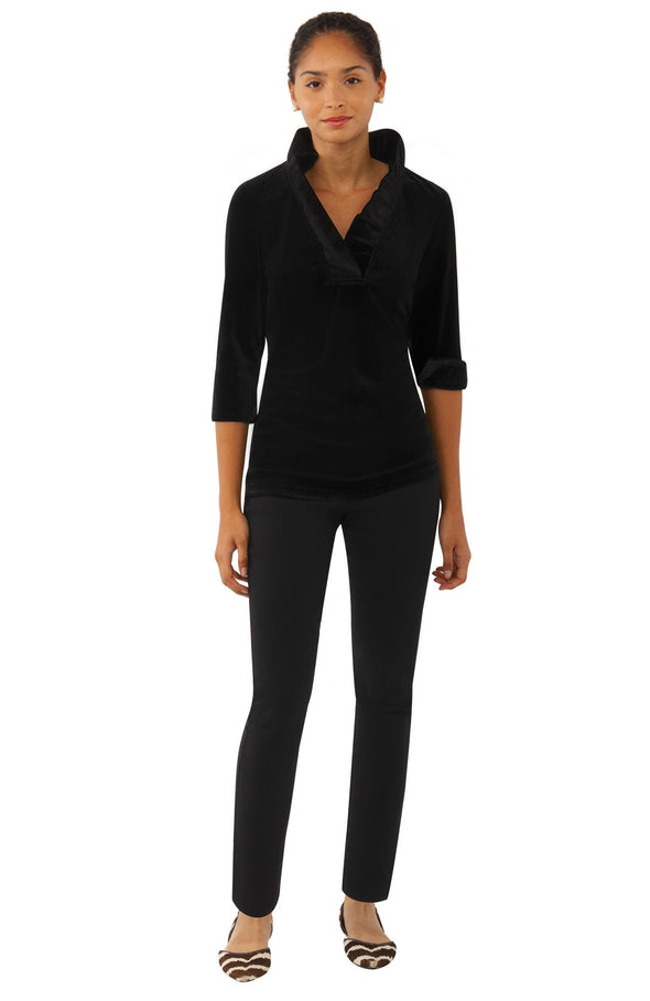 Gretchen Scott Ruff Neck Top - Silky Velvet - Black