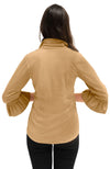 Back view of the Gretchen Scott Priss Top - Ultra Suede - Beige