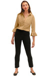 Full body view of the Gretchen Scott Priss Top - Ultra Suede - Beige