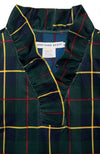 Neck details of the Gretchen Scott Ruff Neck Top - Plaidly Cooper - Green Plaid