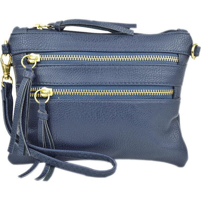Zipper Crossbody Convertible Clutch in Navy