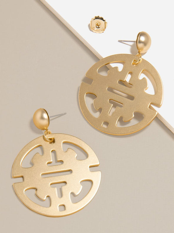 Zenzii Traveling Pendant Drop Earring - Matte Gold