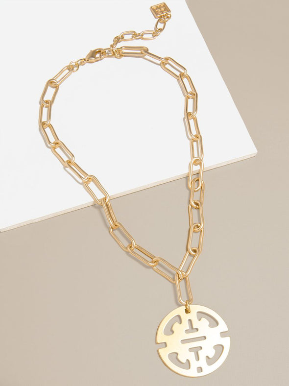 Zenzii Traveling Pendant Collar Necklace - Matte Gold